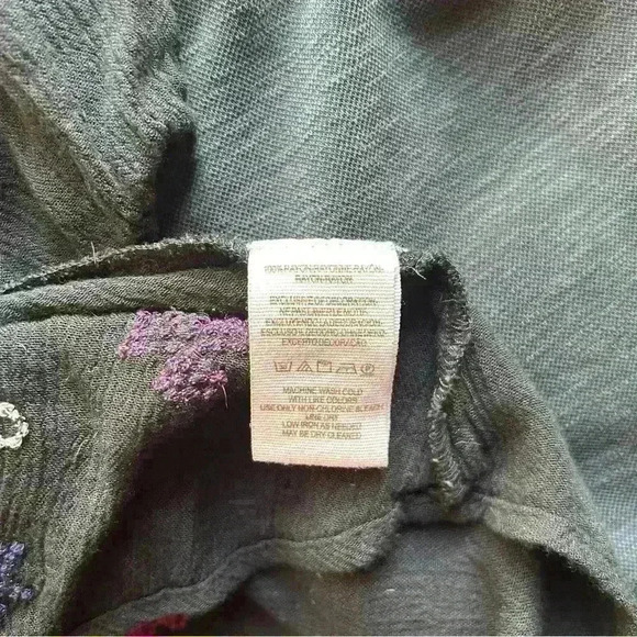 Free People Embroidered Peasant Long Sleeve Boho Dress Embroidered Tunic Top SP - Picture 6 of 6